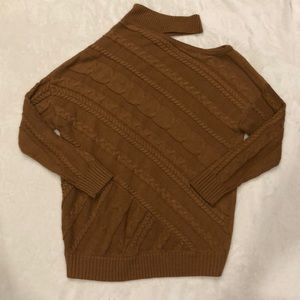Maurice’s sweater with semi attached halter neck and exposed shoulder (Brown, M)